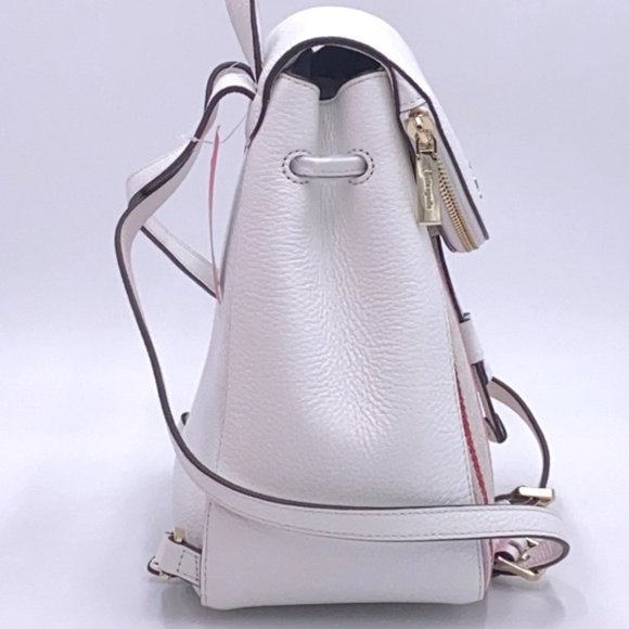 NWT Kate Spade1 - Leila Striped Canvas Pebble Leather Medium Flap Backpack8.4 - Picture 5 of 13